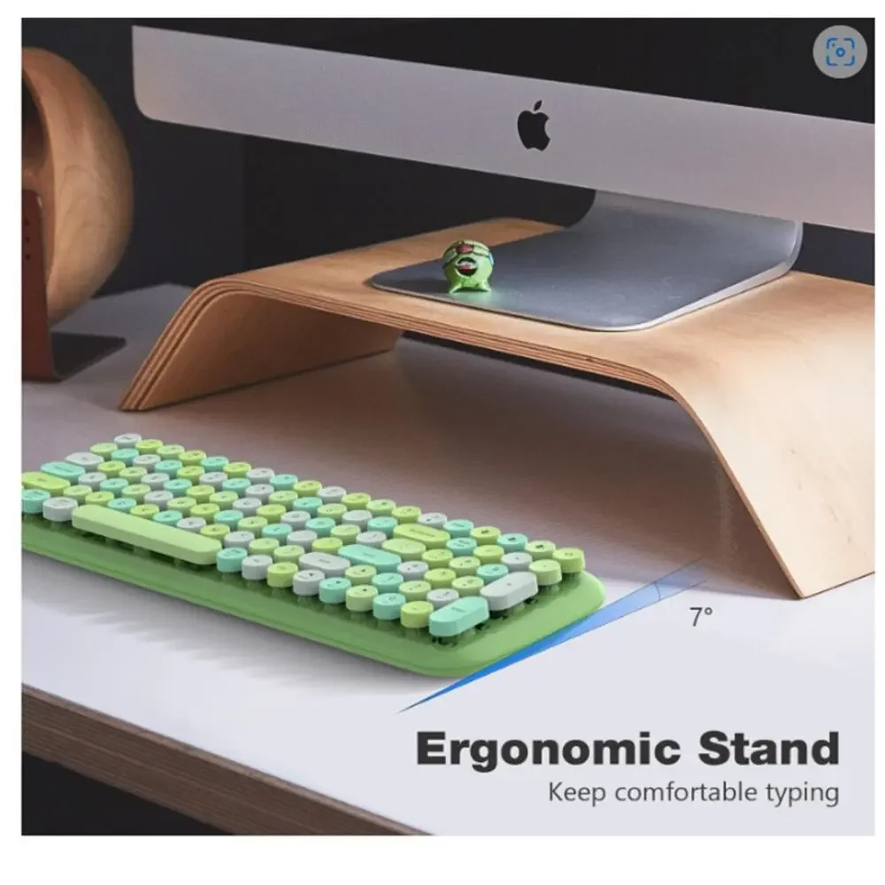 Bluetooth Keyboard Wireless Round Keycaps Windows, PC, Tablet, iPad, iPhone
